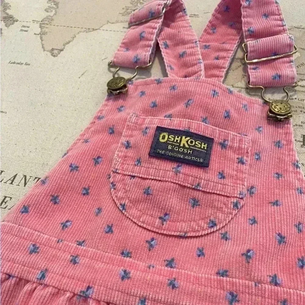 Vintage Osh Kosh Floral Cord Overall Dress 5